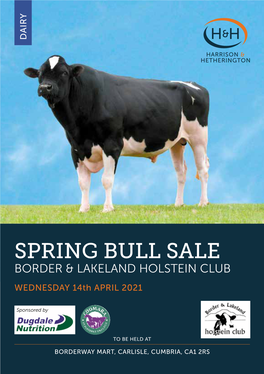 SPRING BULL SALE BORDER & LAKELAND HOLSTEIN CLUB WEDNESDAY 14Th APRIL 2021