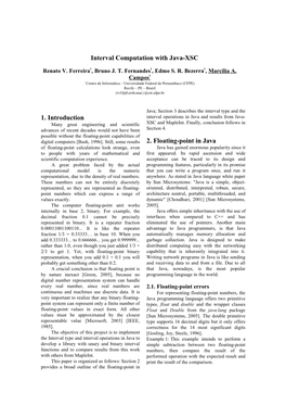 Interval Computation with Java-XSC 1. Introduction 2. Floating-Point