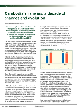 Cambodia's Fisheries: Adecade of Changes and Evolution