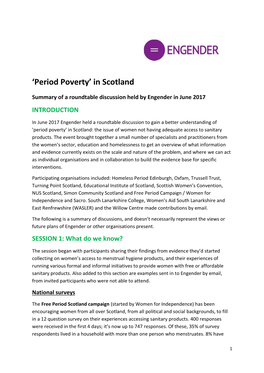 Period Poverty’ in Scotland