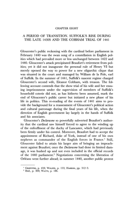 A Period of Transition. Suffolk's Rise During the Late 1430S and the Cobham Trial of 1441