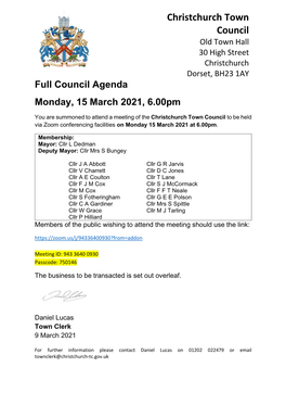 20210315 Full Council Agenda