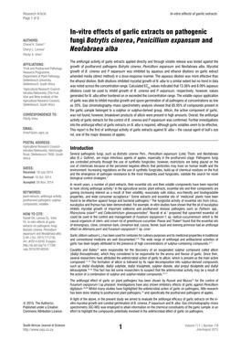 In-Vitro Effects of Garlic Extracts on Pathogenic Fungi Botrytis Cinerea