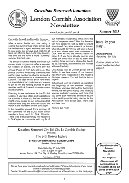 Summer 2013, Newsletter of Mittee