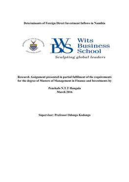 Determinants of Foreign Direct Investment Inflows in Namibia