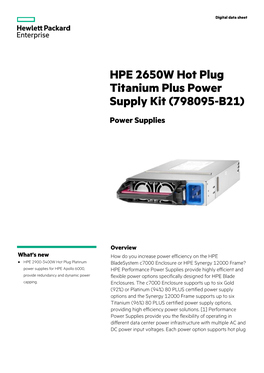 HPE 2650W Hot Plug Titanium Plus Power Supply Kit Digital Data Sheet