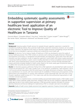 Embedding Systematic Quality Assessments