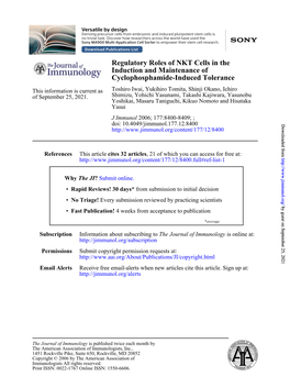 Cyclophosphamide-Induced Tolerance Induction And