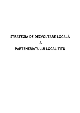 Strategia De Dezvoltare Locală a Parteneriatului Local Titu
