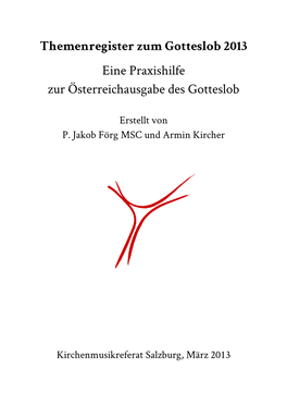 Themenregister Zum Gotteslob 2013 Eine Praxishilfe Zur Österreichausgabe Des Gotteslob