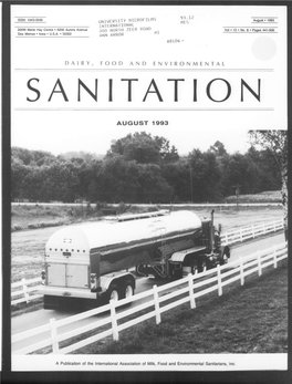 Dairy, Food and Environmental Sanitation 1993-08: Vol 13 Iss 8