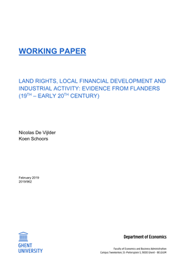 Land Rights, Local Financial Development and Industrial Activity: Evidence from Flanders (19Th – Early 20Th Century)