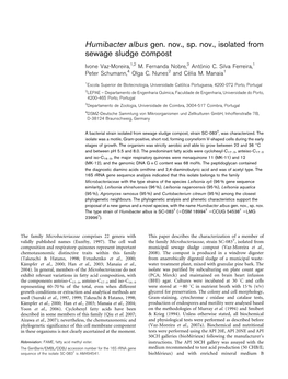 Humibacter Albus Gen. Nov., Sp. Nov., Isolated from Sewage Sludge Compost