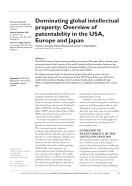Dominating Global Intellectual Property: Overview of Patentability