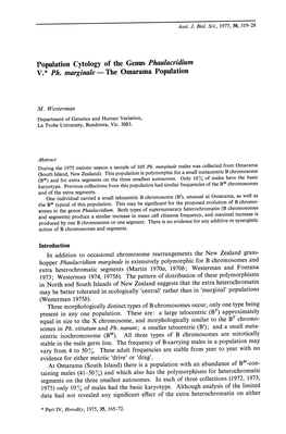 Population Cytology of the Genus Phaulacridium V. * Ph. Marginale - the Omarama Population