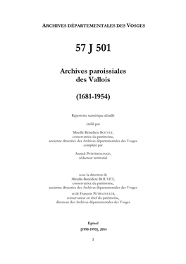 ARCHIVES DÉPARTEMENTALES DES VOSGES 57 J 501 Archives