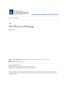 The Ohio Law of Marriage Hugh A