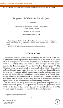 Properties of Q-Reflexive Banach Spaces