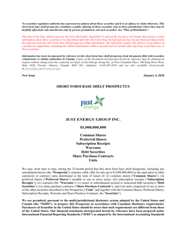 Short Form Base Shelf Prospectus Just Energy