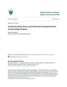 Anxiety Sensitivity, Stress, and Problematic Drinking Behaviors Among College Students