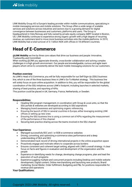 Head of E-Commerce