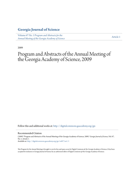 Program and Abstracts of the Annual Meeting of the Georgia Academy of Science, 2009