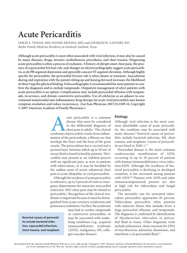 Acute Pericarditis Is a Common