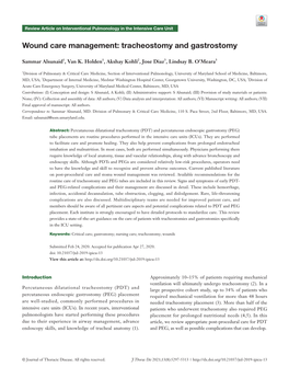 Wound Care Management: Tracheostomy and Gastrostomy