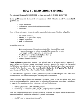 How to Read Chord Symbols