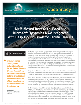 M+M Moved from Quickbooks to Microsoft Dynamics NAV Integrated with Easy Bound Book for Terrific Results