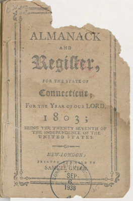 Green's Almanack and Register, for the State of Connecticut for the Year of Our Lord 1803