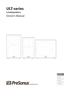 ULT-Series Loudspeakers Owner’S Manual