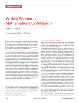 Writing Women in Mathematics Into Wikipedia