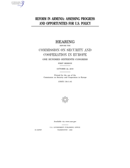 Reform in Armenia: Assessing Progress and Opportunities for U.S