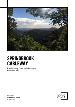 SPRINGBROOK CABLEWAY Preliminary Cultural Heritage Assessment