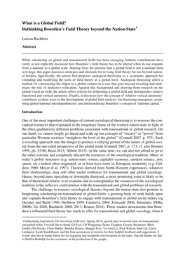 What Is a Global Field? Rethinking Bourdieu's Field Theory Beyond the Nation-State∗