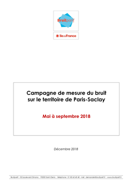 Campagne De Mesure Du Bruit Sur Le Territoire De Paris-Saclay 2018