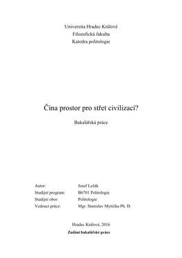 Čína Prostor Pro Střet Civilizací?