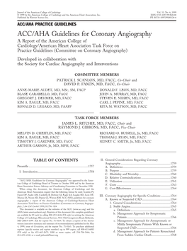 ACC/AHA Guidelines for Coronary Angiography
