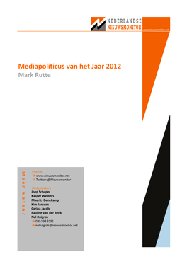 Mediapoliticus Van Het Jaar 2012 Mark Rutte