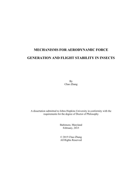 Mechanisms for Aerodynamic Force Generation and Flight Stability In