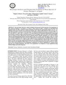 Karyotype Analysis and Chromosome Evolution in Three Species of Genus Plantago L