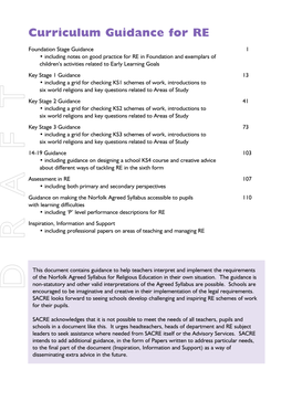 Curriculum Guidance for RE