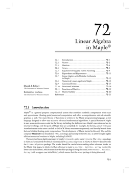 Linear Algebra in Maple®