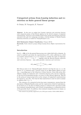 Categorical Actions from Lusztig Induction and Re- Striction on ﬁnite General Linear Groups