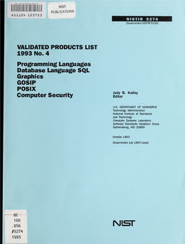Validated Products List, 1993 No. 4