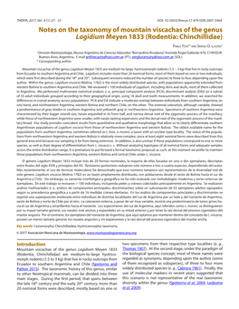 Notes on the Taxonomy of Mountain Viscachas of the Genus Lagidium Meyen 1833 (Rodentia: Chinchillidae)