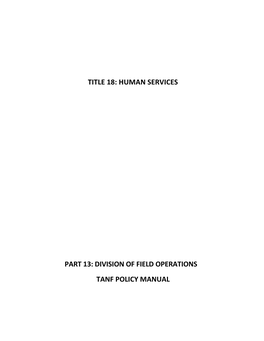 Division of Field Operations Tanf Policy Manual