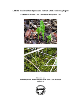 LTBMU Sensitive Plant Species and Habitat - 2010 Monitoring Report