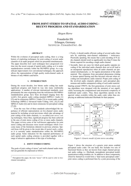 From Joint Stereo to Spatial Audio Coding - Recent Progress and Standardization